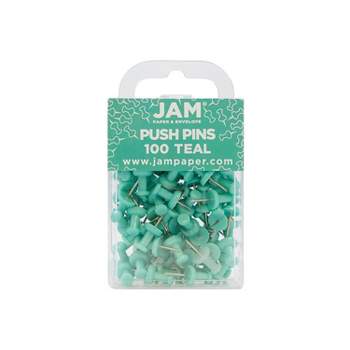 JAM Paper Colored Pushpins Teal Push Pins 2 Packs of 100 22432067A