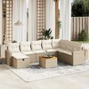 vidaXL Patio Sofa Set with Cushions Outdoor Furniture 9 Piece Poly Rattan - Beige and Cream without Storage - 2 of 4