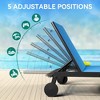 EcoSummer 2 Patio Textile Chaise Lounge Chairs with Side Table, 5-Level Adjustable Pool Loungers with Wheels, Outdoor Sunbathing Chair Set , Blue - 4 of 4