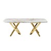 50.78" MDF Coffee Table with Marble Pattern Top and Gold Stainless Steel Base for Living Room - 2 of 4