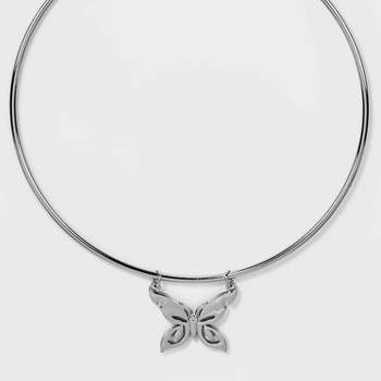 Butterfly Wire Collar Necklace - Wild Fable™ Silver