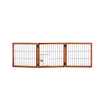 Carlson 3 Panel Freestanding Wood Cat and Dog Gate with Small Door