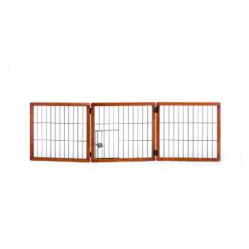 Carlson 3 Panel Freestanding Wood Cat and Dog Gate with Small Door