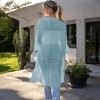 Amaryllis Women's Long Sheer Duster Cardigan with Swiss Dot Texture and Ruffle Hem Layering Piece - 4 of 4