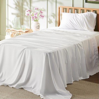 Bedsure | 3/4 Pcs Solid Embossed Soft Sheet & Pillowcase Bedding Set