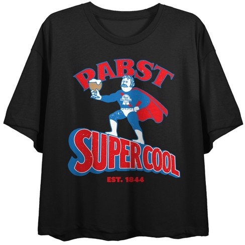 Super Bartender Supercool Est 1844 PBR Women's Black Crop Top - image 1 of 2