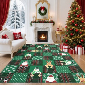 Christmas Checkered Accent Rug with Non Slip Backing - 1 of 4