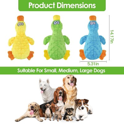 Cesicia Duck-Shaped Dog Plush Toy With Squeaky Ball Crinkle Paper Cute Interactive Puppy Toy for Small Medium Large Dogs, 3Pcs
