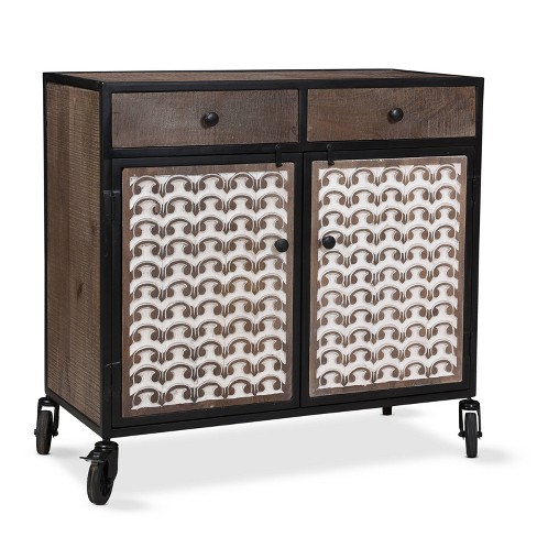 Garrett Accent Cabinet With Casters Light Brown Ivory Steve Silver Co Target