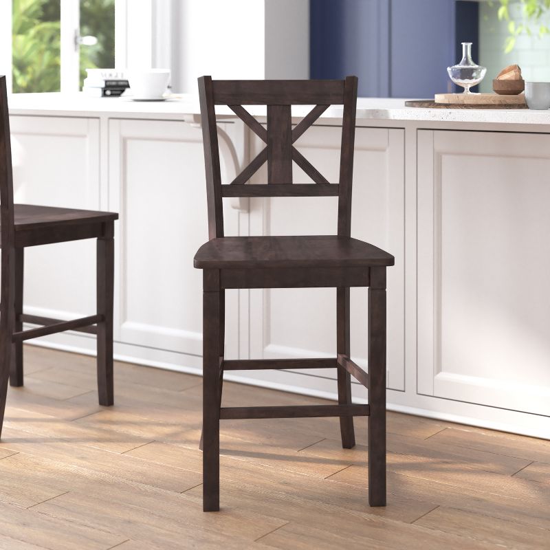 Flash Furniture Gwendolyn Set of 2 Commercial Grade Solid Wood Modern Farmhouse Counter Height Barstool, 4 of 12