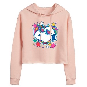 Women's - Peanuts - Snoopy Retro Groovy Heart Cropped Graphic Hoodie - 1 of 4