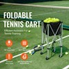 VEVOR Foldable Tennis Ball Hopper, Holds 180 Tennis Balls, Lightweight Aluminum Alloy Tennis Ball Basket Cart with Wheels, Black+Silver - 3 of 4