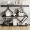 Industrial 3-Tier Accent Console Table with Storage and Open Shelves, Diamond-Shaped Metal Frame, Foyer Table Sofa Table for Entryway, Hallway - 4 of 4
