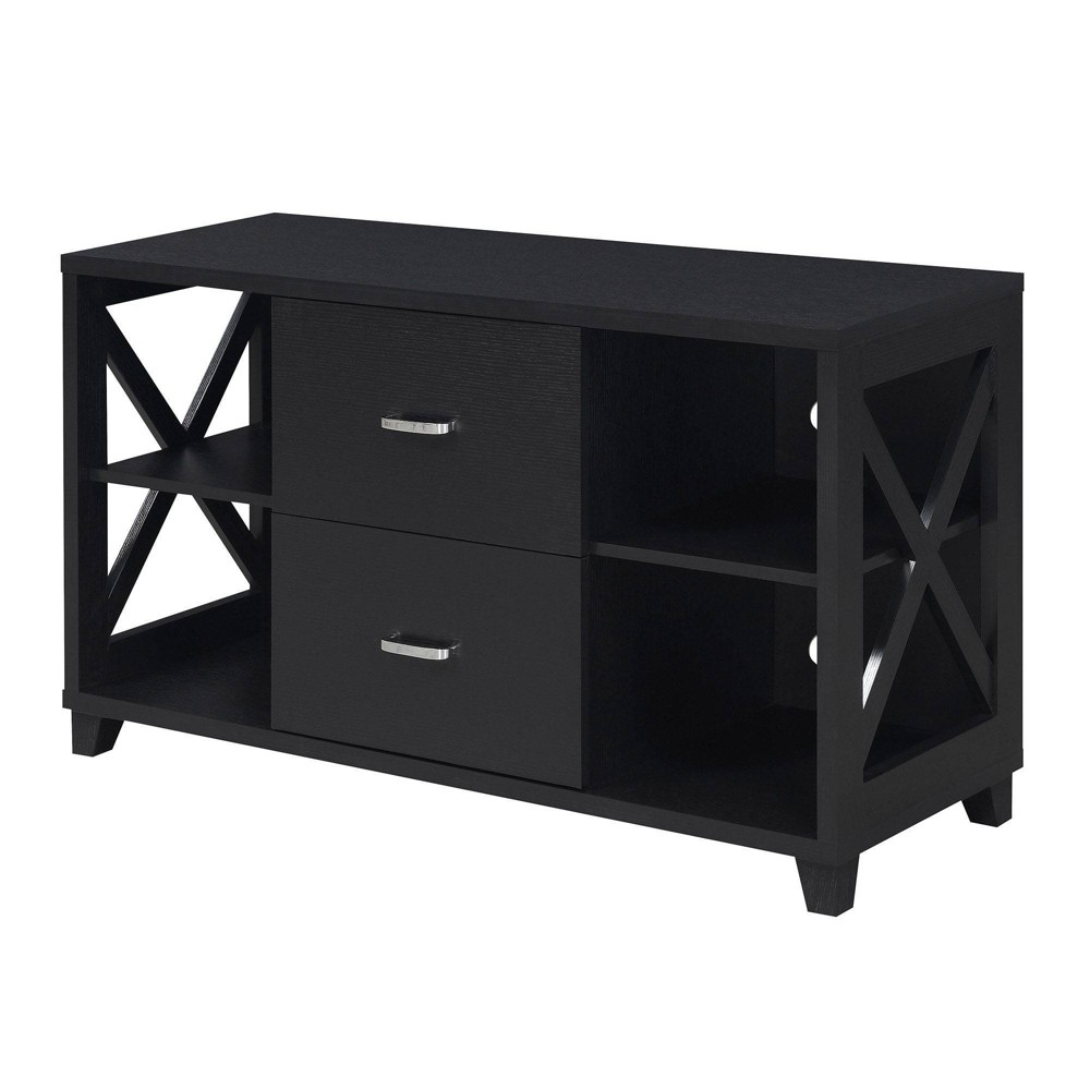 Photos - Display Cabinet / Bookcase Oxford Deluxe 2 Drawers TV Stand for TVs up to 52" Black - Breighton Home: