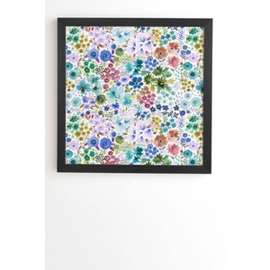 20" x 20" Ninola Design Little Expressive Flowers Framed Wall Poster Blue - Deny Designs - 1 of 4