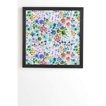 Ninola Design Little Expressive Flowers Framed Wall Poster Blue - Deny Designs