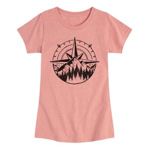 Girls' - Instant Message - Compass Nature Scene Fitted Short Sleeve Graphic T-Shirt - 1 of 4