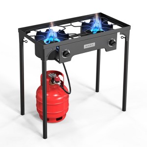 ROVSUN 2 Burner Outdoor Propane Gas Stove 150,000 BTU High Pressure Stand Cooker for Backyard Cooking Camping Home Brewing Canning Frying - 1 of 1