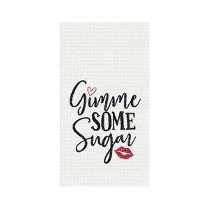C&F Home Valentine's Day "Gimme Some Sugar" Embroidered Waffle Weave Kitchen Dishtowel - 1 of 4