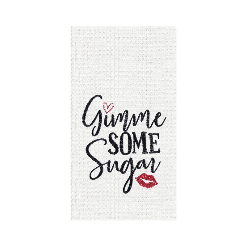C&F Home Gimme Some Sugar Embroidered Waffle Weave Towel Valentine's Day Love Romantic 18" X 27" Machine Washable Kitchen Towel For Everyday Use Decor, 1 of 7