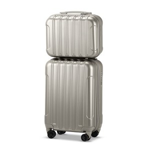 Karl Home 2 Piece Luggage Set, 20  inch CarryOn Expandble Luggage Hardside Lightweight Suitcase, 14  inch Mini Cosmetic Cases Grey - 1 of 4