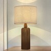 ALOADECOR 22''Farmhouse Traditional Natural Solid Wood Table Lamp with Beige Fabri Drum Shade for Bedroom Living Room - 3 of 4