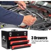 3-Drawer Tool Box with Lock, Professional Metal Tool Chest with Ball Bearing Slides, Portable Tool Organizer for Garage, Top Compartment Storage - 3 of 4