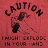 Mens Caution I Might Explode In Your Hand T Shirt Funny 4th Of July Firework Graphic Novelty Tee - Crazy Dog Men's T Shirt - 2 of 4