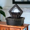HomeRoots 10" Brown Polyresin Geo and Pebbles Tabletop Fountain with LED Light - 2 of 4