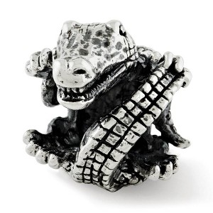 Black Bow Jewelry 3D Alligator Bead Charm in Antiqued Sterling Silver - 1 of 4