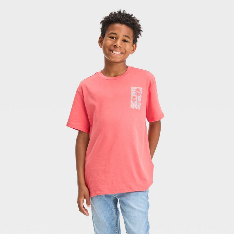 Boys&#39; Checkered Palm Tree Short Sleeve Graphic T-Shirt - art class&#8482; Orange, 1 of 5