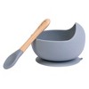 SARO "Nordic Wave" Silicone Baby Feeding Set: Suction Bowl & Wooden Spoon for Baby-Led Weaning & Self-Feeding - 2 of 4