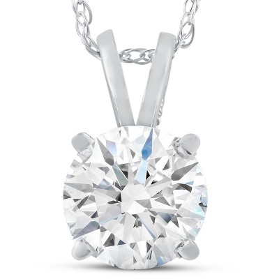 Pompeii3 F/VS .83Ct Lab Created Solitaire Certified Diamond Pendant 14k White Gold Necklace