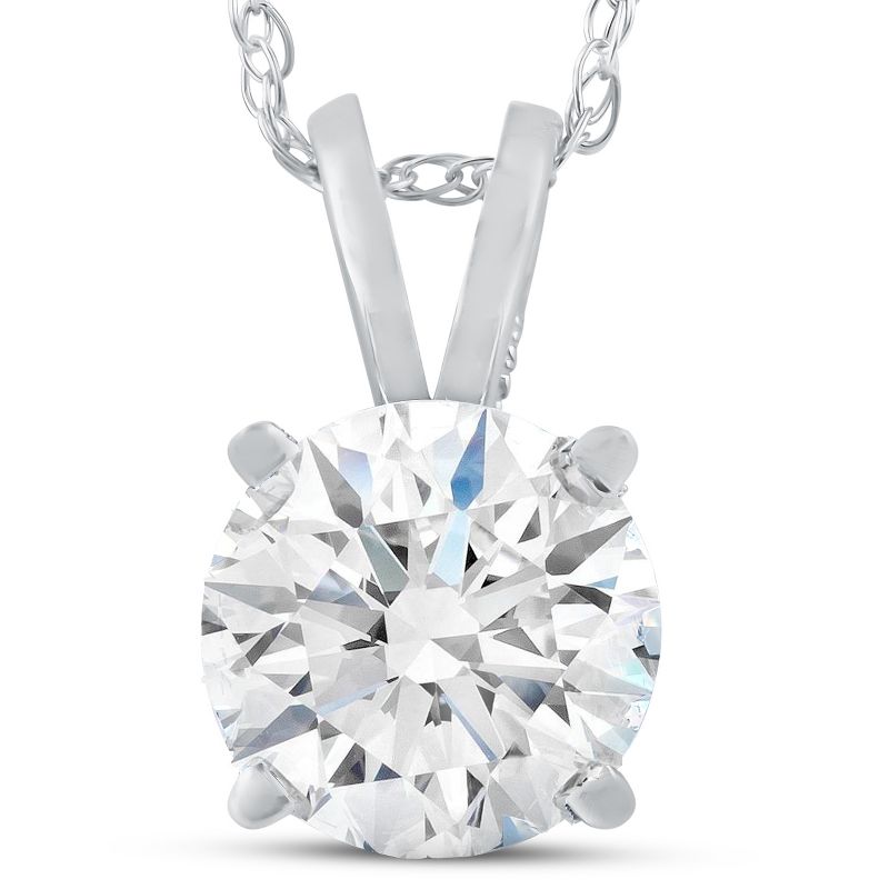 Pompeii3 3Ct 9mm Moissanite Solitaire Pendant 14k White Gold Womens Necklace, 1 of 4