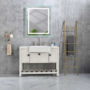 LED Bathroom Mirror, Wall Mounted, Anti-Fog, 3 Adjustable Brightness, Super Light Rectangular Vanity Mirror, Touch Button - 1 of 4