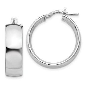 Black Bow Jewelry 7.5mm Polished Round Hoop Earrings in Sterling Silver, 23mm (15/16 in) - 1 of 4