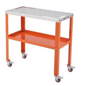 Welding Table 36"x18", 1200lbs Load Capacity Steel Welding Workbench Table on Wheels, with Braking Lockable Casters, Tool Slots, Fixture Holes - 1 of 4