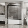 MAYEERTY Double Sliding Bathtub Shower Door Aluminum Framed Shower Door for Tub with Tempered Glass, Stainless Steel Hardware, Black, 58 in x 60 in - 2 of 4