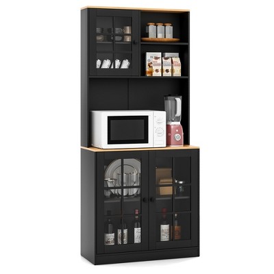 Costway Buffet Hutch Kitchen Storage Cabinet W/ Microwave Stand Storage ...