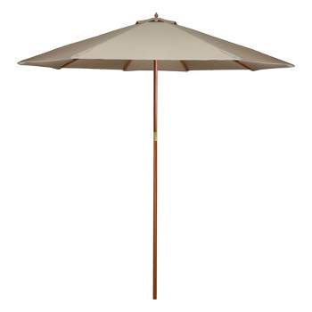 Northlight 9' Outdoor Patio Market Umbrella - Beige/Cherry Wood