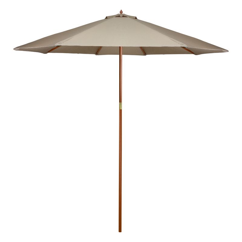 Northlight 9' Outdoor Patio Market Umbrella - Beige/Cherry Wood, 1 of 5