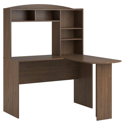 Contemporary L Shaped Desk with Hutch - Modern Walnut - Elements by Harmony Collection