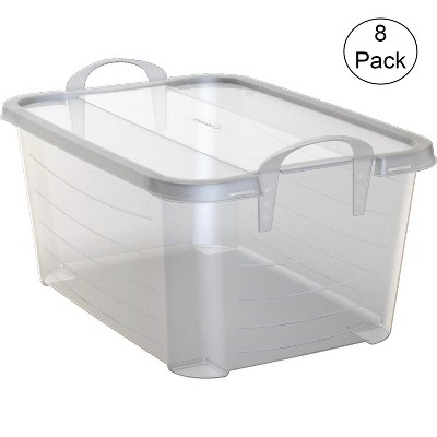 Clear Stackable Plastic Storage Box with Lid, 55 Quart