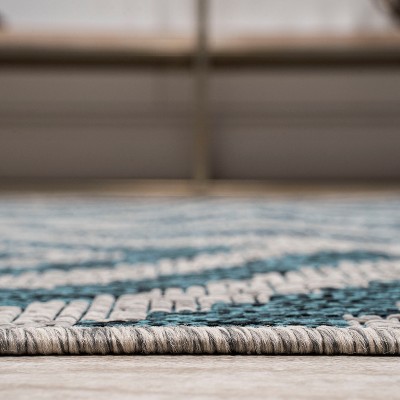 Reversible Sintra Diamond Blue/Gray Geometric Indoor/Outdoor Rug