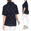 LA LEELA Women's Casual Solid Blouse Shirt TShirts Short Sleeve Button Down Dress Tops Tee Shirts Hawaiian Blouses for Women - 2 of 3