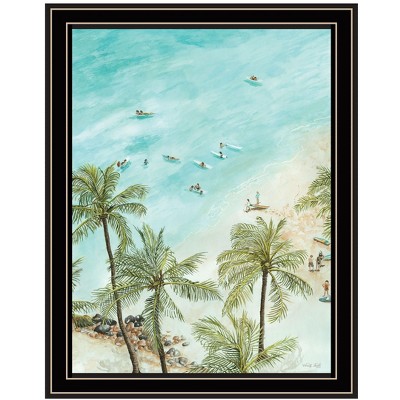 HomeRoots SURFING FROM AFAR Black Framed Print Wall Art