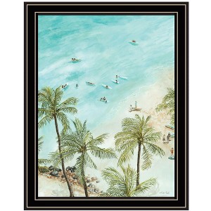 HomeRoots SURFING FROM AFAR Black Framed Print Wall Art - 1 of 4