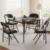 Folding Table, 33.6 Inch Folding Card Table, Portable Square Folding Table with PU Soft Cushion, Black Metal Foldable Table Suitable for Camping - 2 of 4