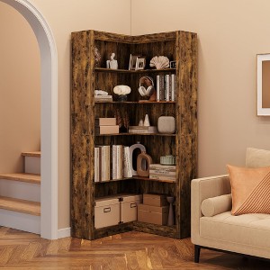 ODK Corner Bookcase, 71.8'' Farmhouse Corner Bookshelf, l-Shaped Bookshelf Large Bookcase - 1 of 4