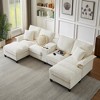 120'' Modular Corduroy U-Shaped Sectional Sofas Bed with Storage,4-Seater with Cup Holders and Chaise Footrest - 3 of 4